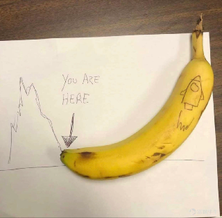 stock market graph banana rocket